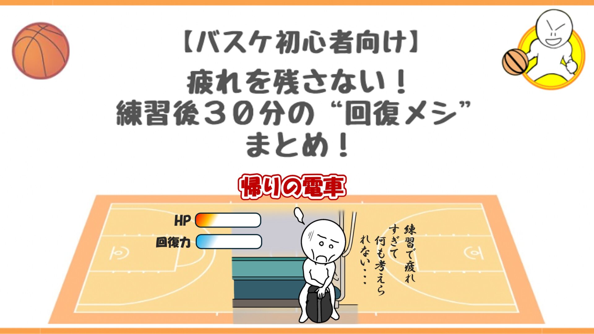 【バスケ初心者向け】疲れを残さない！練習後30分の“回復メシ”まとめ！
