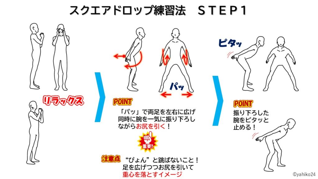 姿勢のドロップ_スクエアドロップ練習法　ＳＴＥＰ１